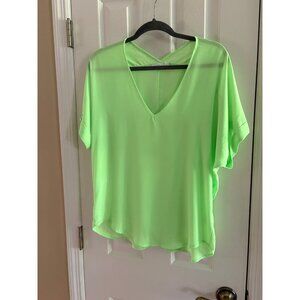 Lush Womens Top Slouchy Neon Green Small Semi Sheer